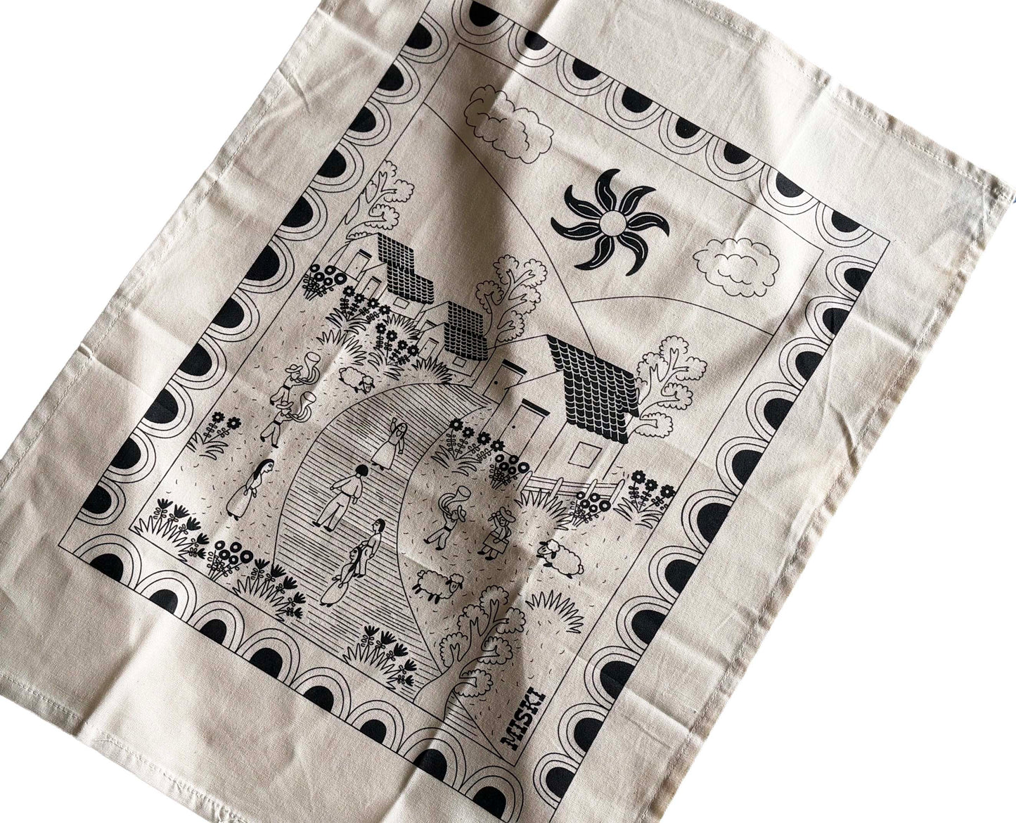 MISKI Mexican Folk Design Town Tea Towels- Hand Screen-Printed Artisan