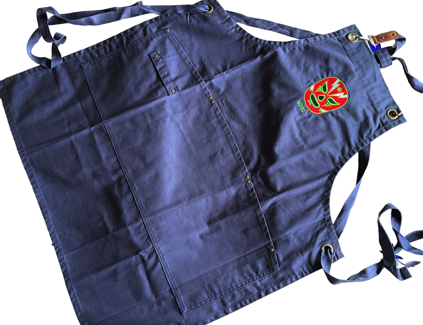 Wrestling Design Clip & Cross-Back Bib Apron-Blue