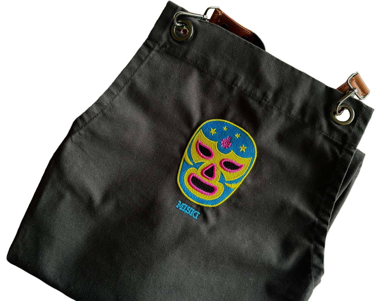 Wrestling Design Clip & Cross-Back Bib Apron-Black