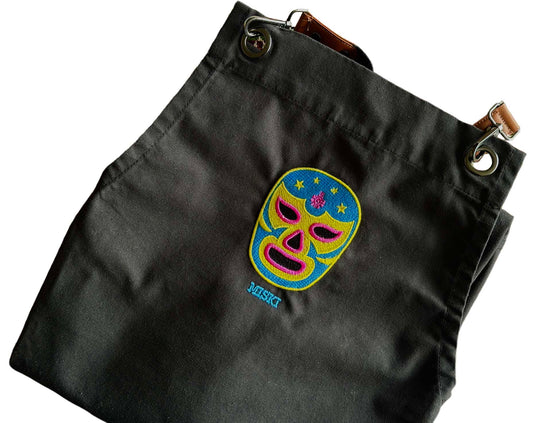 Wrestling Design Clip & Cross-Back Bib Apron-Black