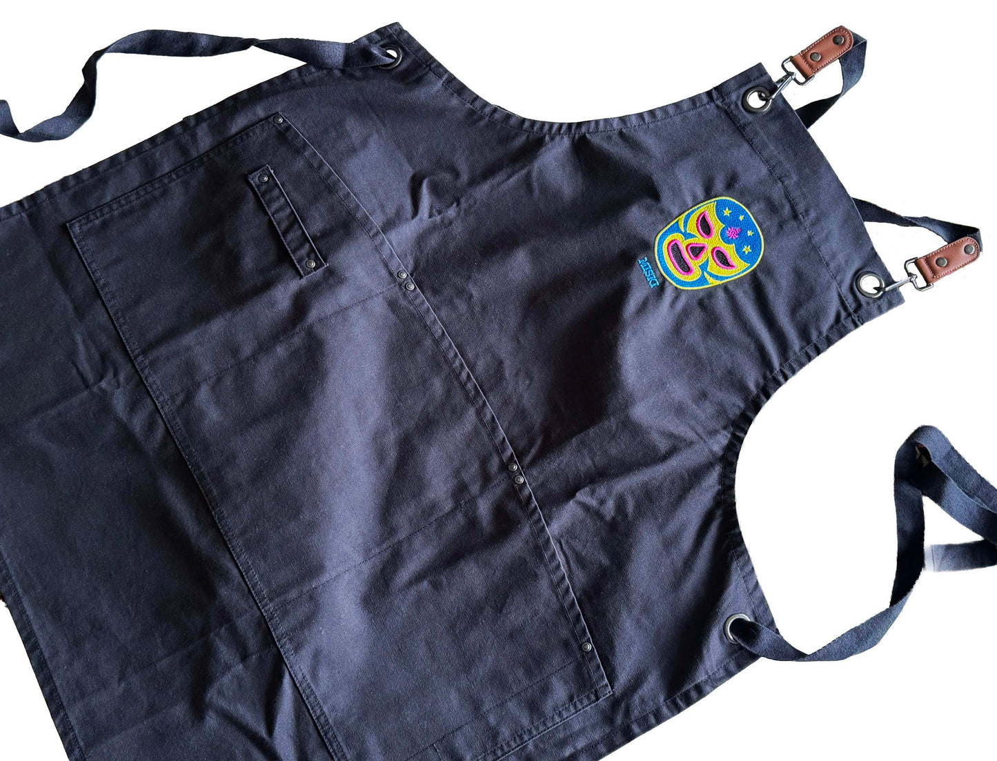 Wrestling Design Clip & Cross-Back Bib Apron-Black