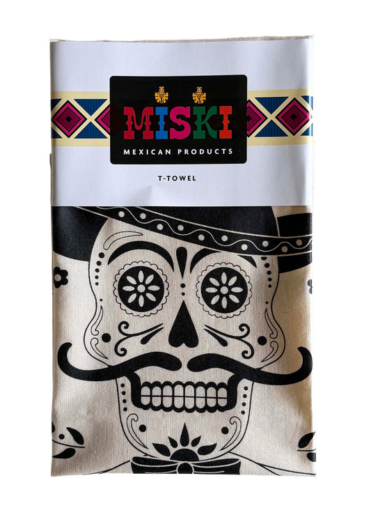 MISKI Day of the Dead Catrin Design Tea towel-Hand Screen-Printed Artisan
