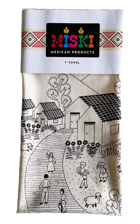 MISKI Mexican Folk Design Town Tea Towels- Hand Screen-Printed Artisan